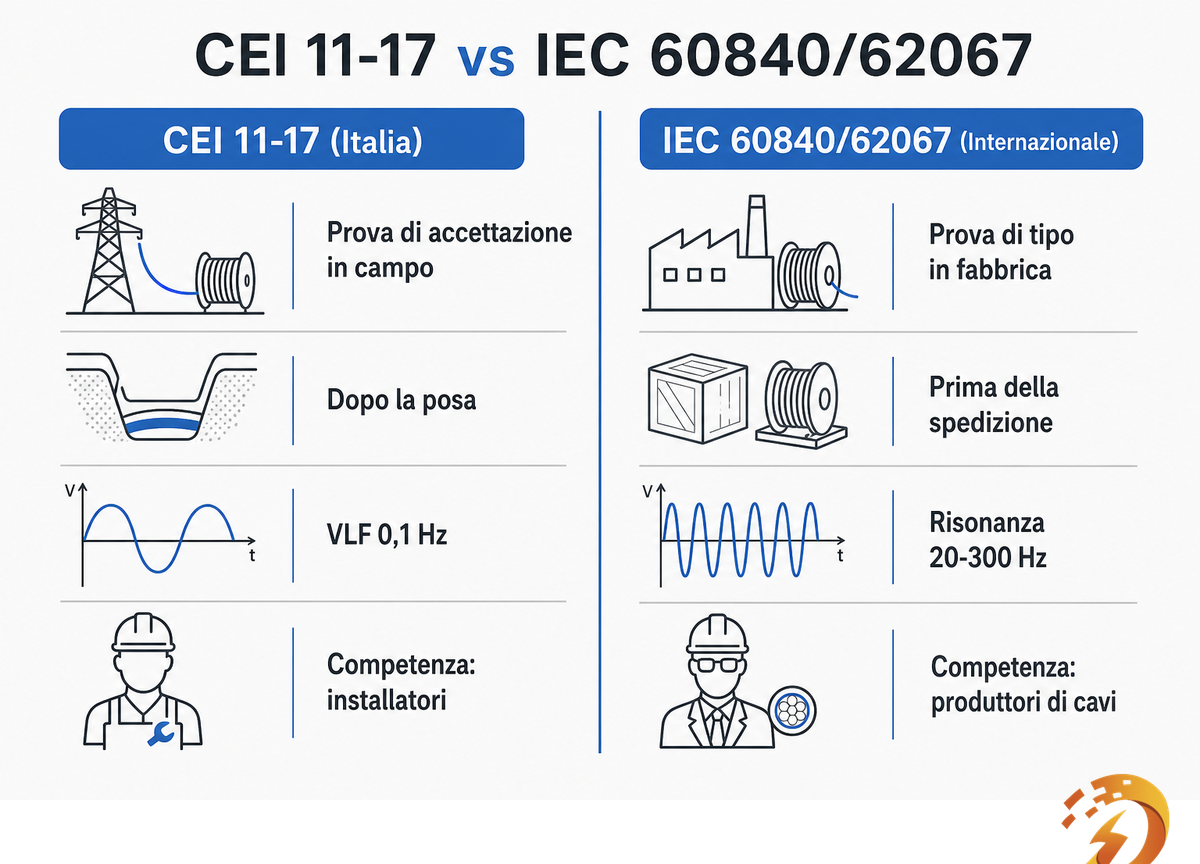 Normativa di riferimento: CEI 11-17 vs IEC 60840/62067, cosa richiede ciascuna — DEMIKS