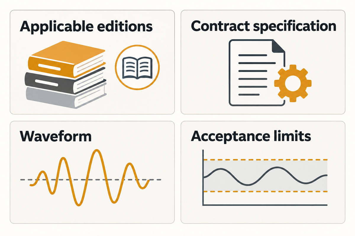 Agree editions, contract, waveform and asset-specific limits before testing; IEC 60270:2025 public scope.