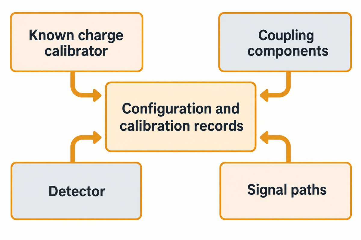 Installed-circuit calibration covers the measuring path, beyond the detector certificate; Megger and HV Technologies.