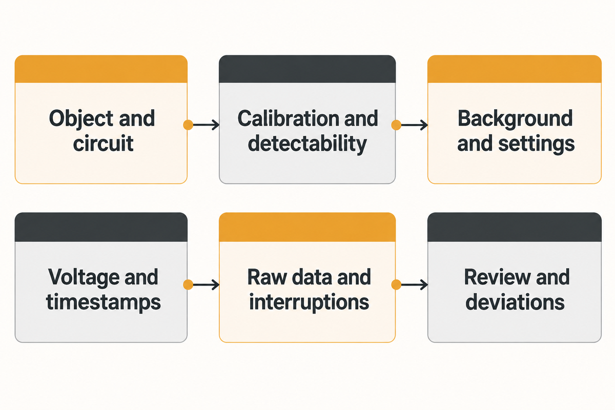The six-step FAT Run Evidence Strip links configuration through review; editorial record workflow based on IEC and CIGRE.