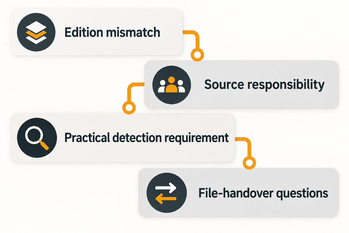 Resolve edition, source, detectability and file-handover gaps before witness booking; IEC 60270:2025 and editorial guidance.
