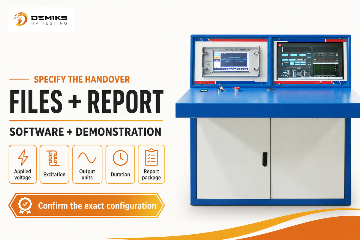 A PD equipment quotation should define voltage, excitation, output, duration and the report-and-data handover.