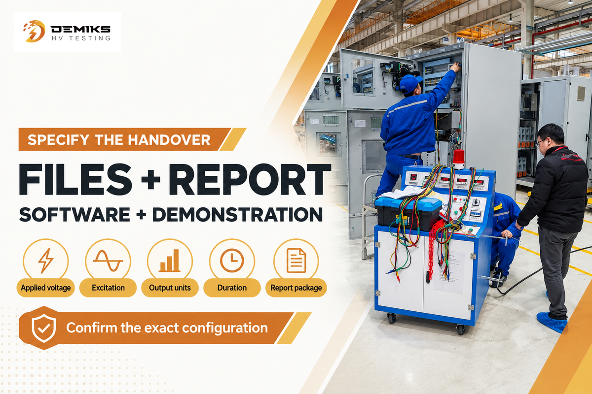A PD equipment quotation should define voltage, excitation, output, duration and the report-and-data handover.