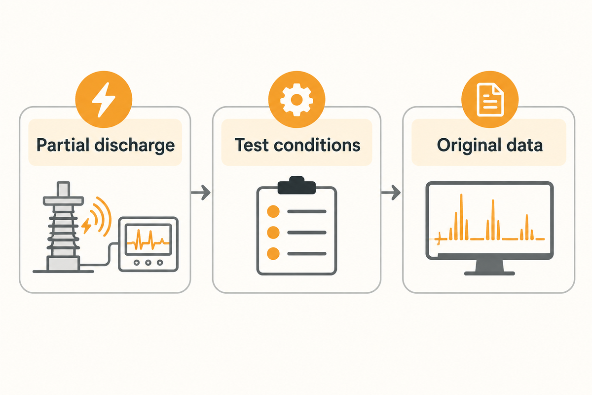 Nine demonstration steps test the quoted PD configuration, original-data retrieval and controlled report handover.
